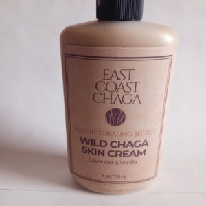 East Coast Chaga Wild Chaga Skin Cream 4oz bottle with Lavender and Vanilla.